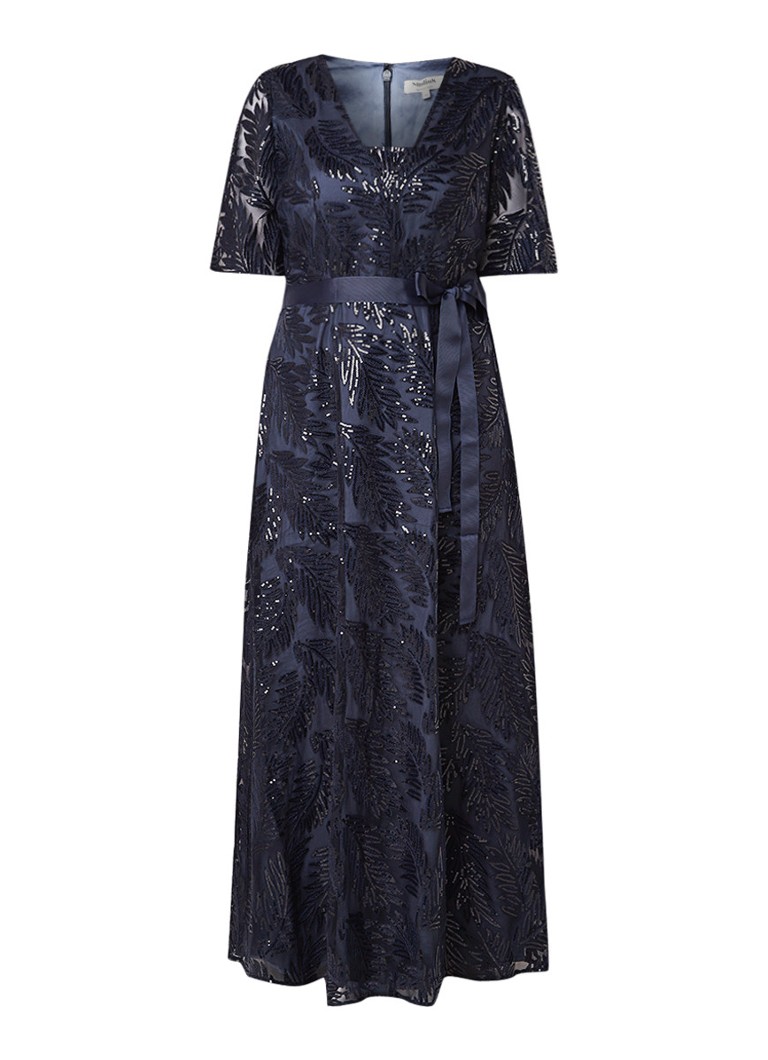 Studio 8 Persephone maxi-jurk met pailletten en strikceintuur donkerblauw