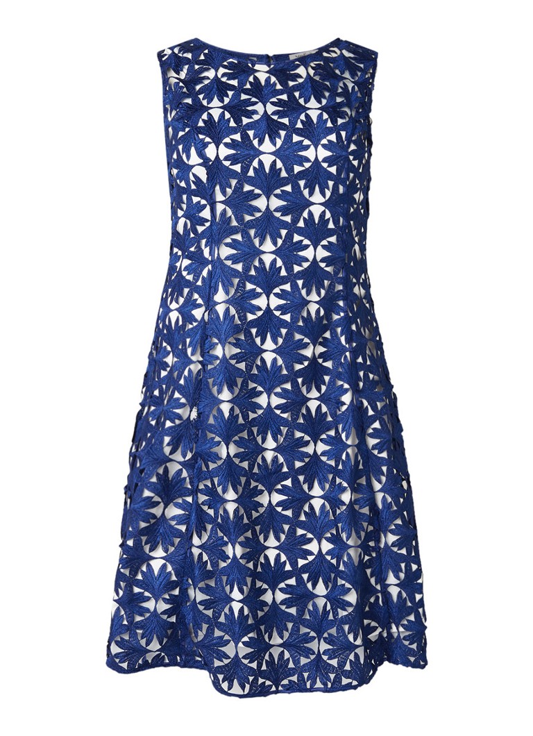 Studio 8 Lilah midi-jurk met opengewerkt dessin kobaltblauw