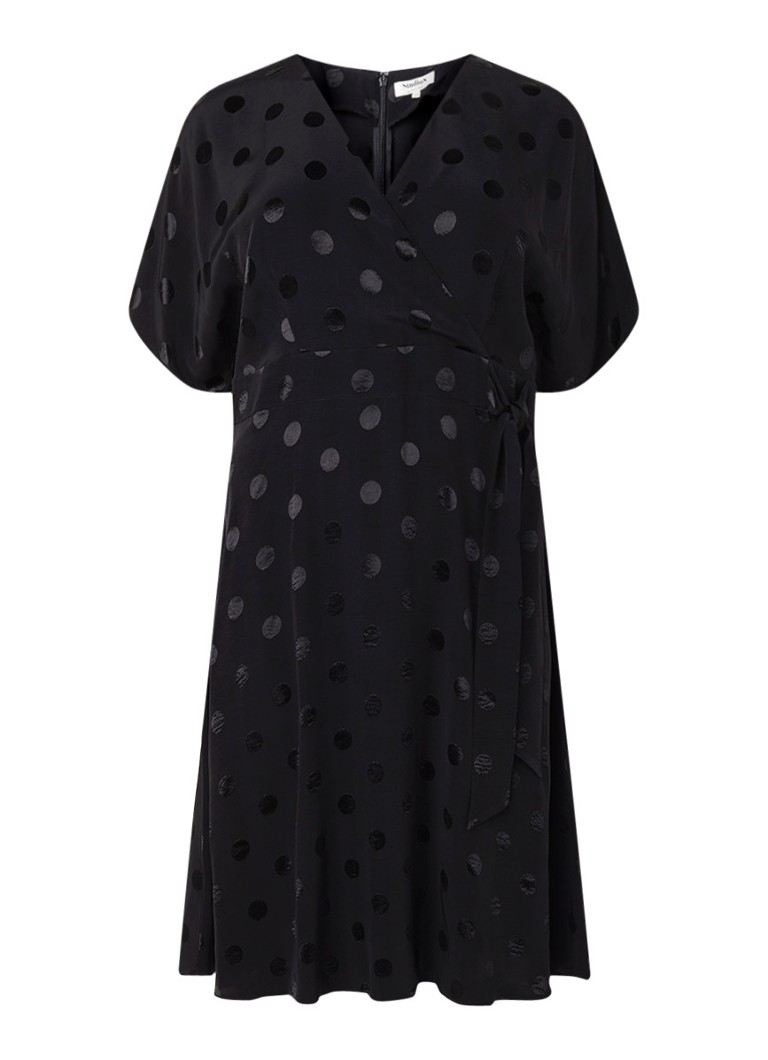 Studio 8 Whitney gestipte jurk met strikceintuur zwart