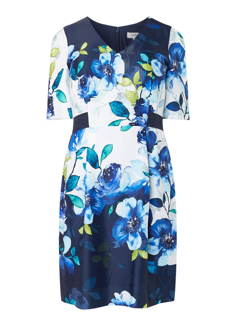 Studio 8 Anise jurk met bloemendessin en strikceintuur blauw
