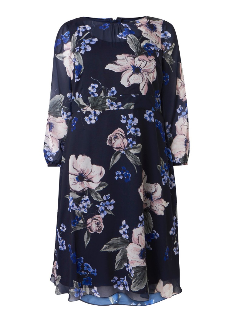 Studio 8 Elise tuniekjurk van satijn met bloemendessin donkerblauw