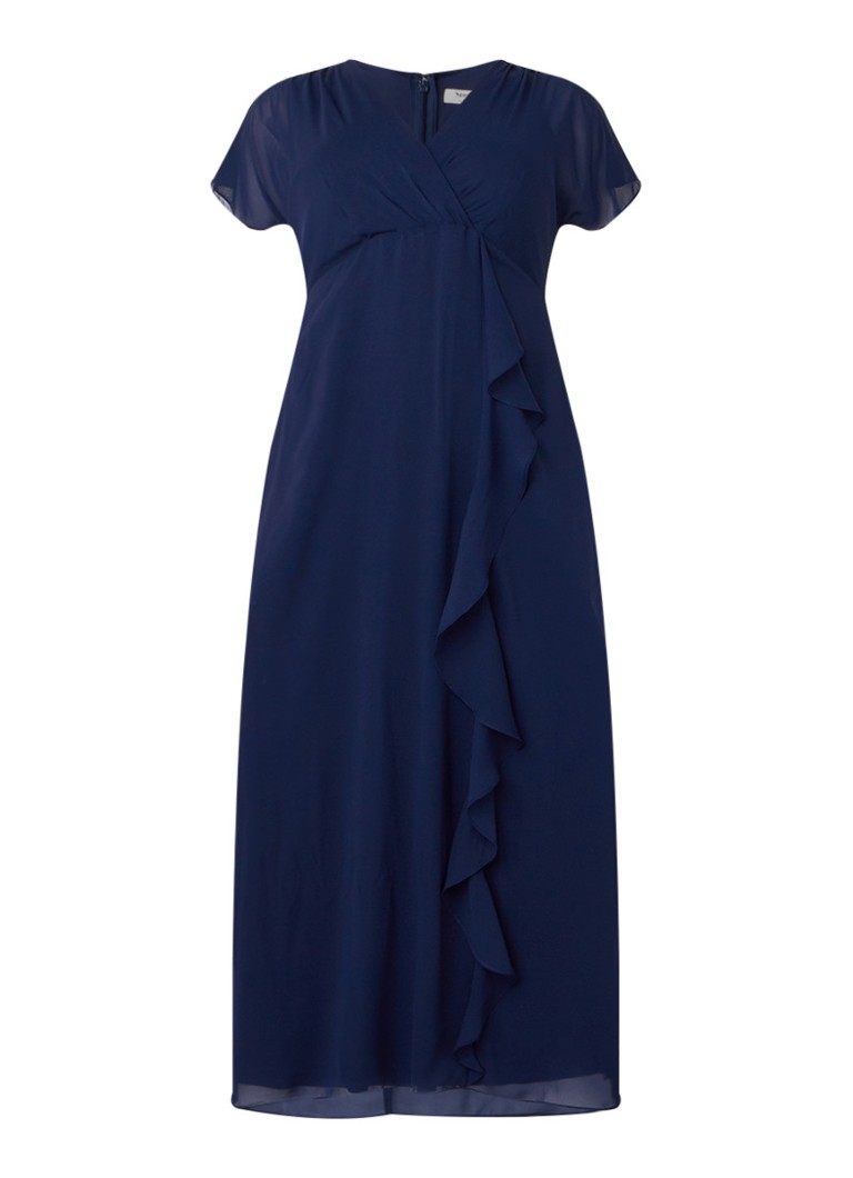 Studio 8 Phoenix maxi-jurk van chiffon met volant donkerblauw