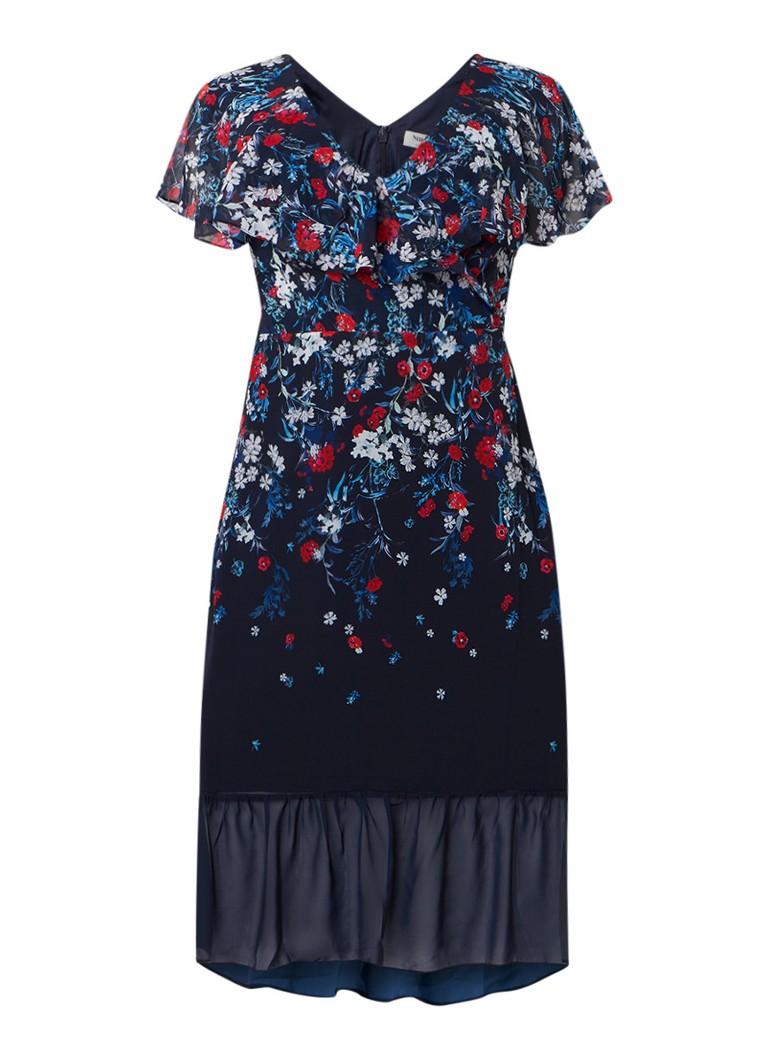 Studio 8 Imogen midi-jurk met volant en bloemendessin donkerblauw