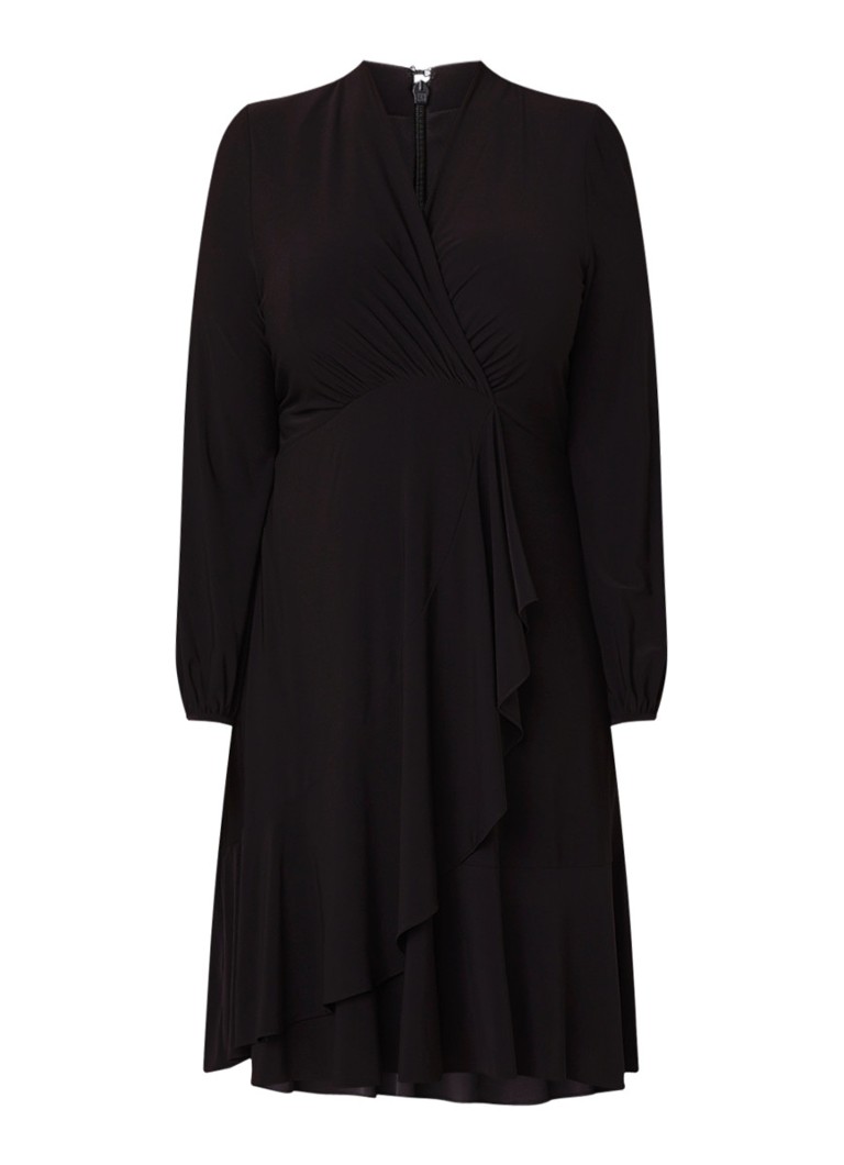 Studio 8 Shanna A-lijn jurk met overslag en volants zwart