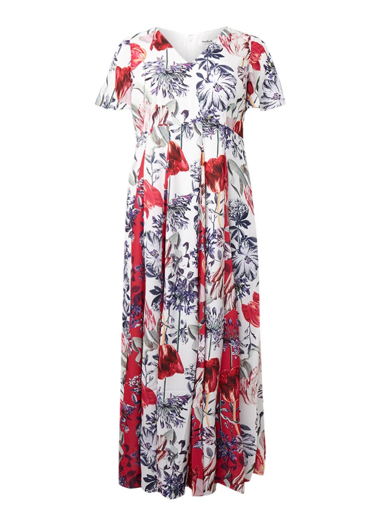 Studio 8 Patricia maxi-jurk met bloemendessin en plissÃ© rood