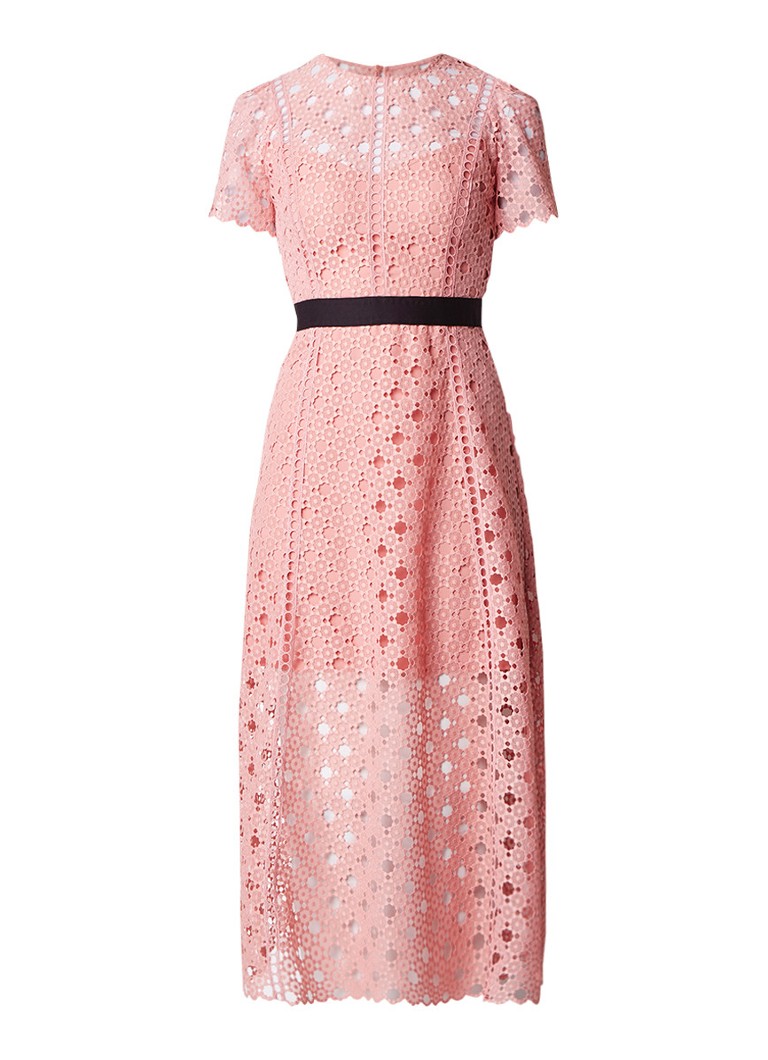 Sandro Maxi-jurk van opengewerkt kant roze