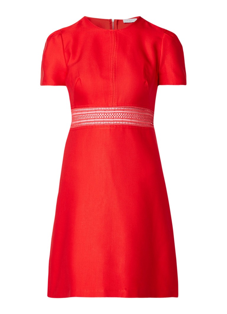 Sandro A-lijn mini-jurk met inzet van kant rood