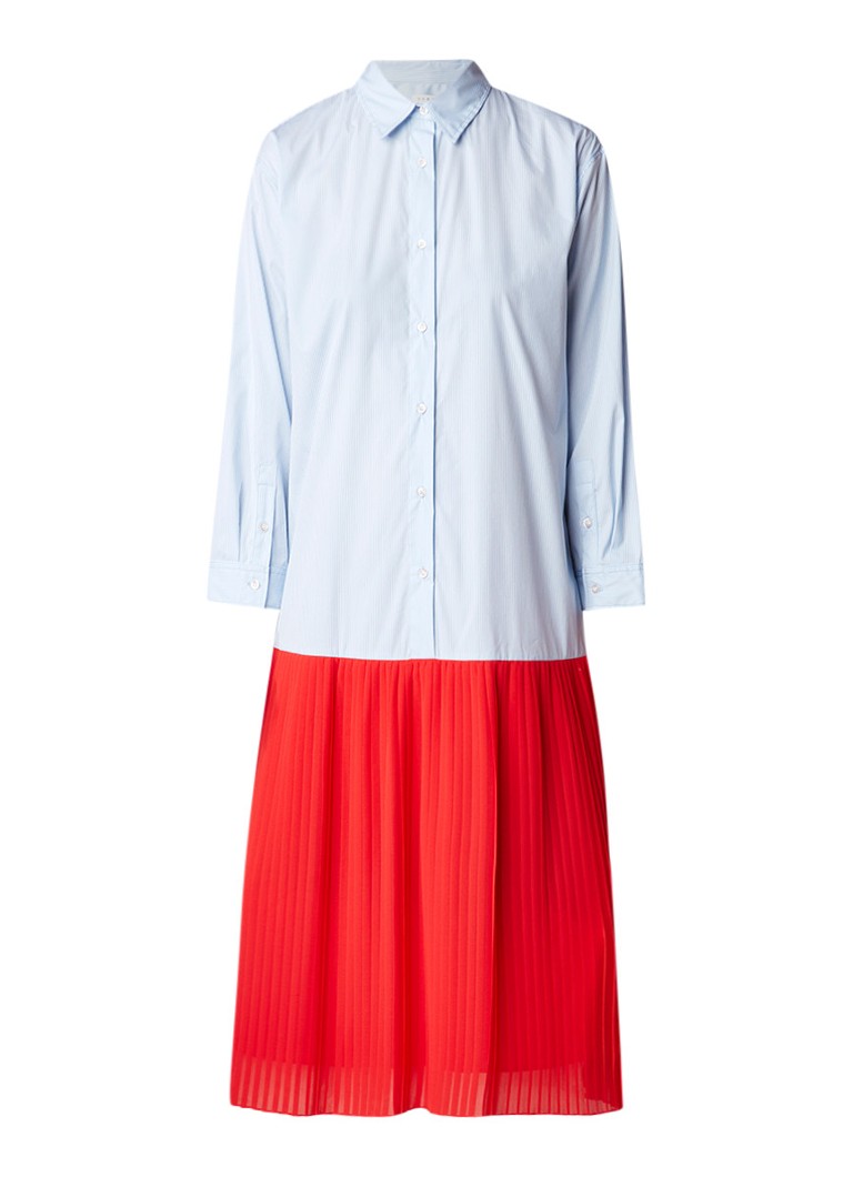 Sandro Blousejurk met contrasterende plissé blauw