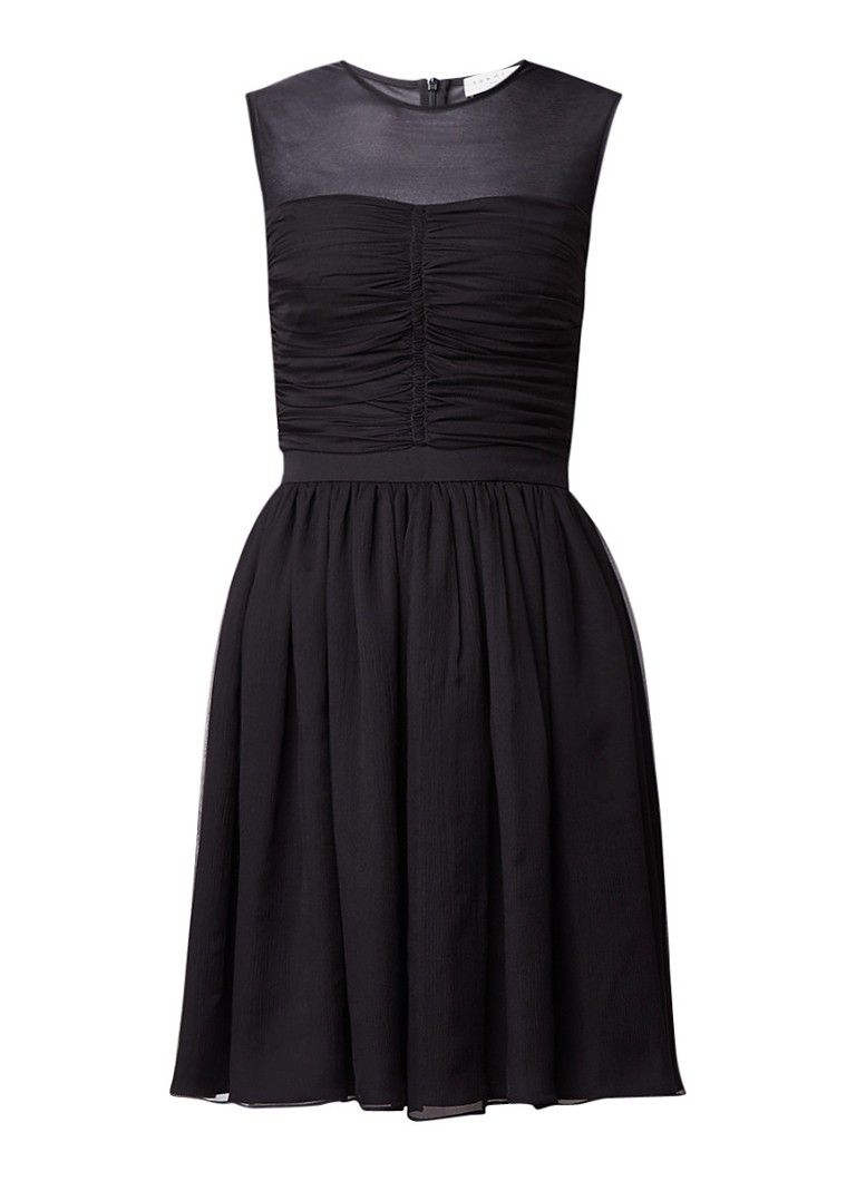 Sandro A-lijn jurk van zijde met geplooide details zwart