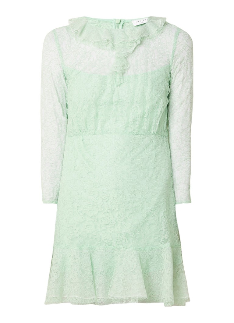 Sandro Mini-jurk van kant met volant mint