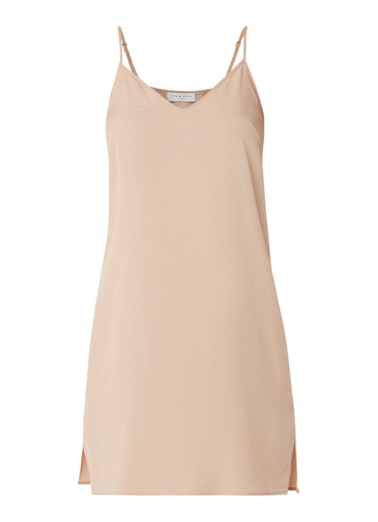 Sandro Slipdress van crÃªpe beige