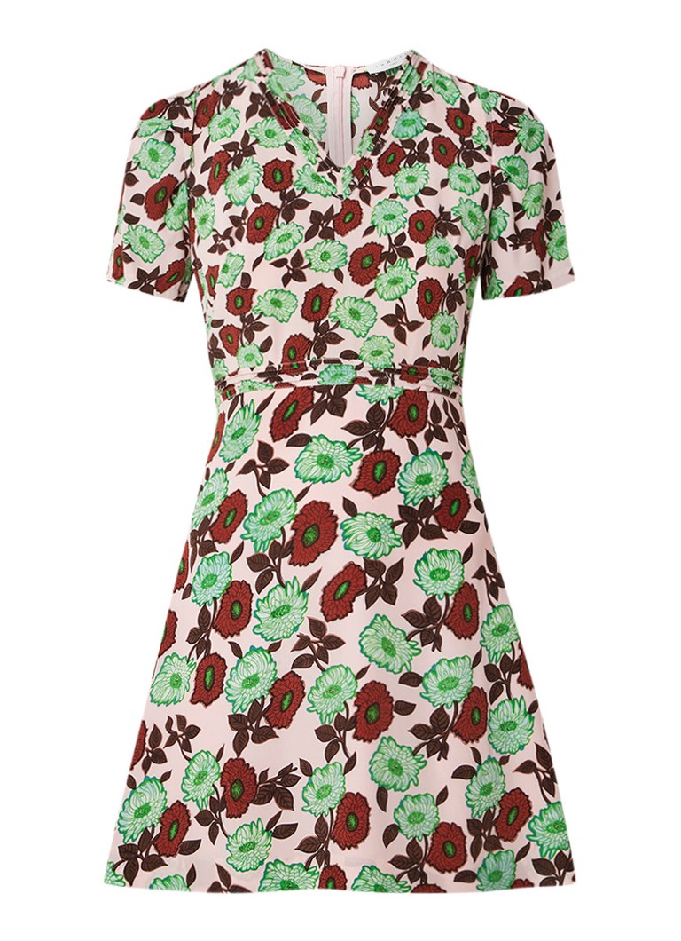 Sandro A-lijn mini-jurk met bloemendessin groen
