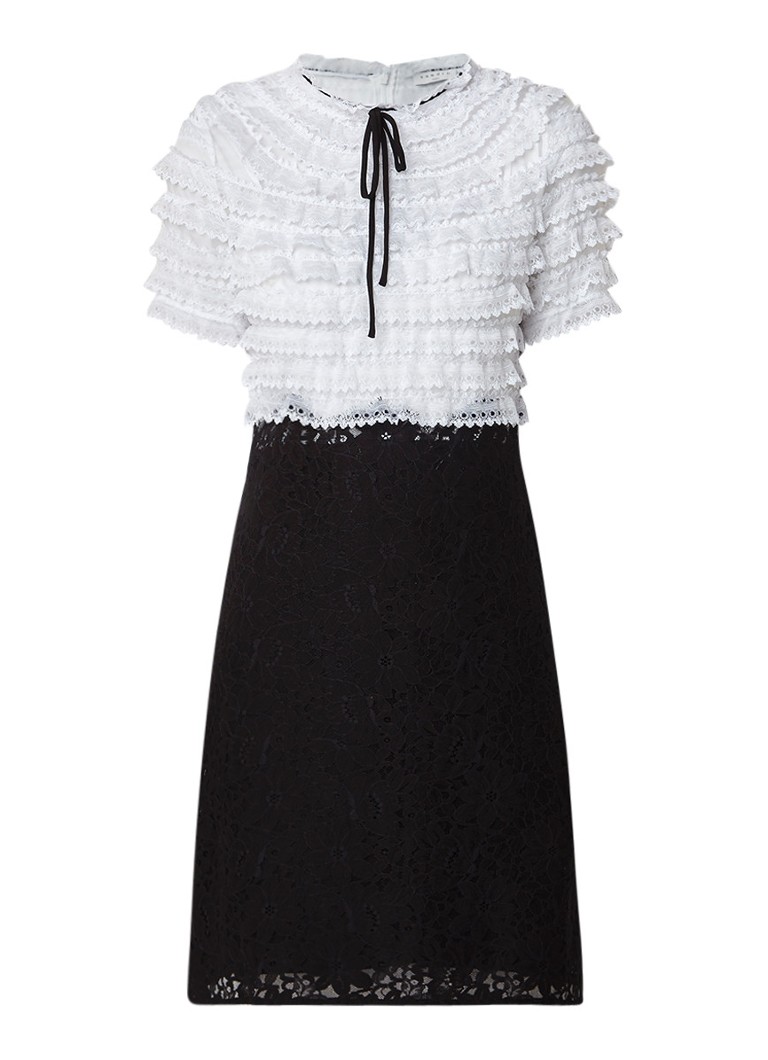 Sandro Semi-transparante A-lijn jurk van contrasterend kant zwart