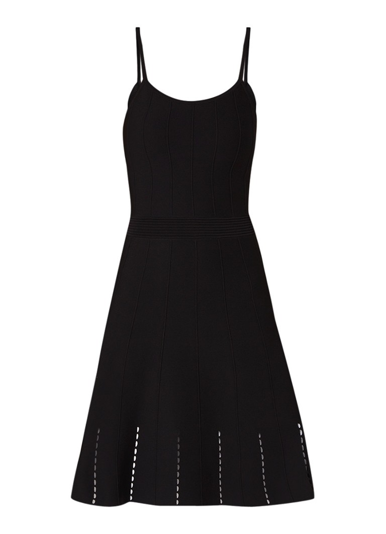 Sandro fijngebreide A-lijn jurk met opengewerkt detail zwart