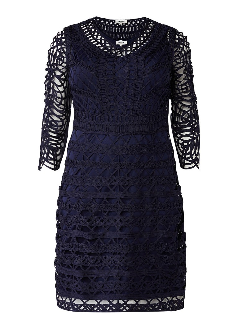 Studio 8 Beryl midi-jurk met tapework en onderjurk donkerblauw
