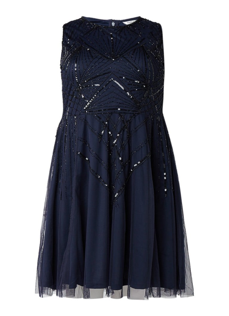 Studio 8 Erin A-lijn jurk met pailletten en strass donkerblauw