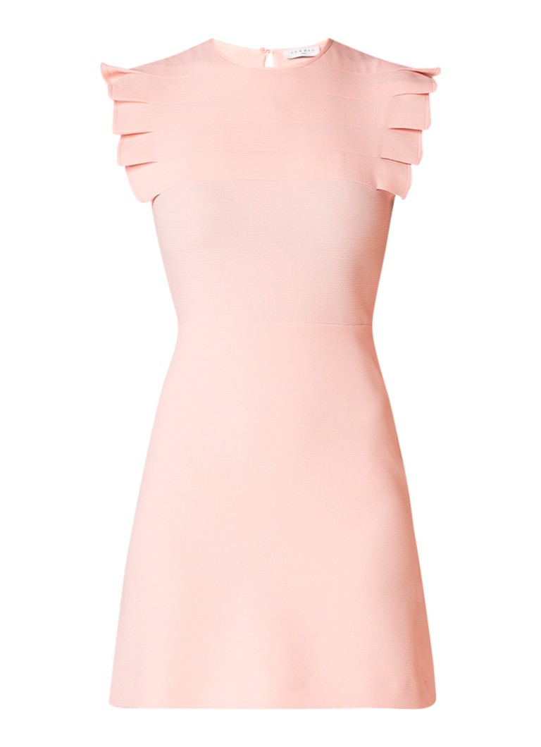 Sandro Mini-jurk met kapmouw en plooidetails lichtroze