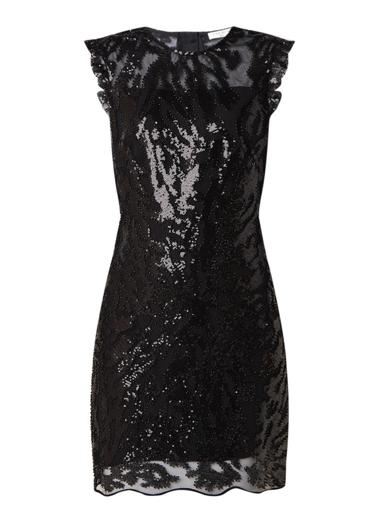 Sandro Mini-jurk met open rug en pailletten zwart