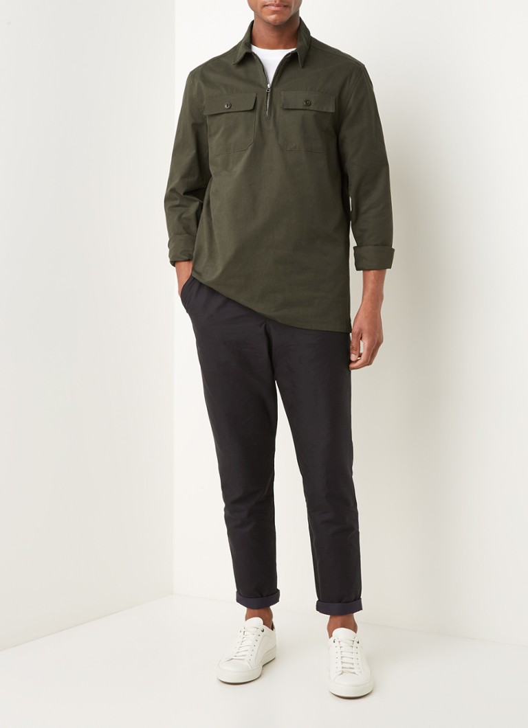 Ted Baker Brist overshirt met halve rits en klepzakken