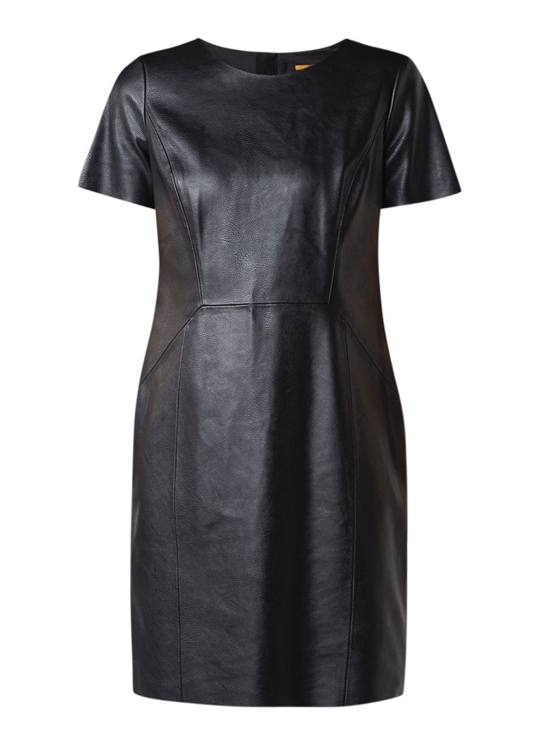 Hugo Boss Aledy jurk van imitatieleer zwart