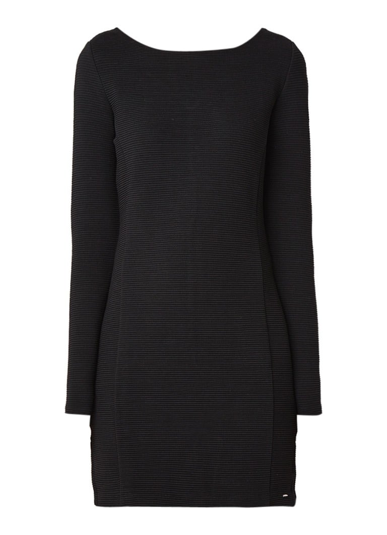 Hugo Boss Dafemme bodycon mini-jurk met structuur en strikdetail zwart