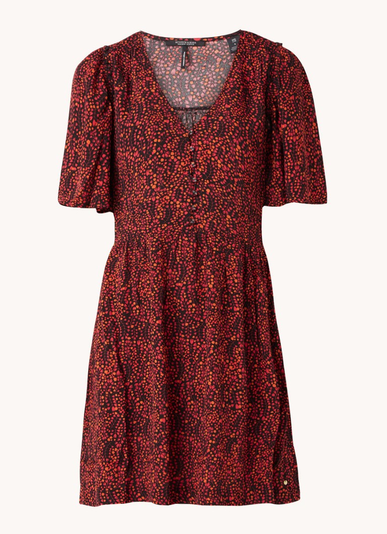 Scotch & Soda Mini jurk met V-hals en bloemenprint