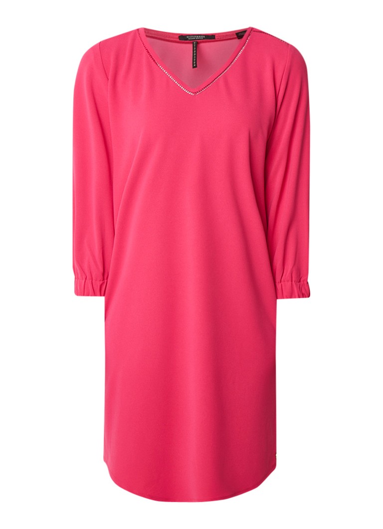 Scotch & Soda Loose fit midi-jurk met broderie roze