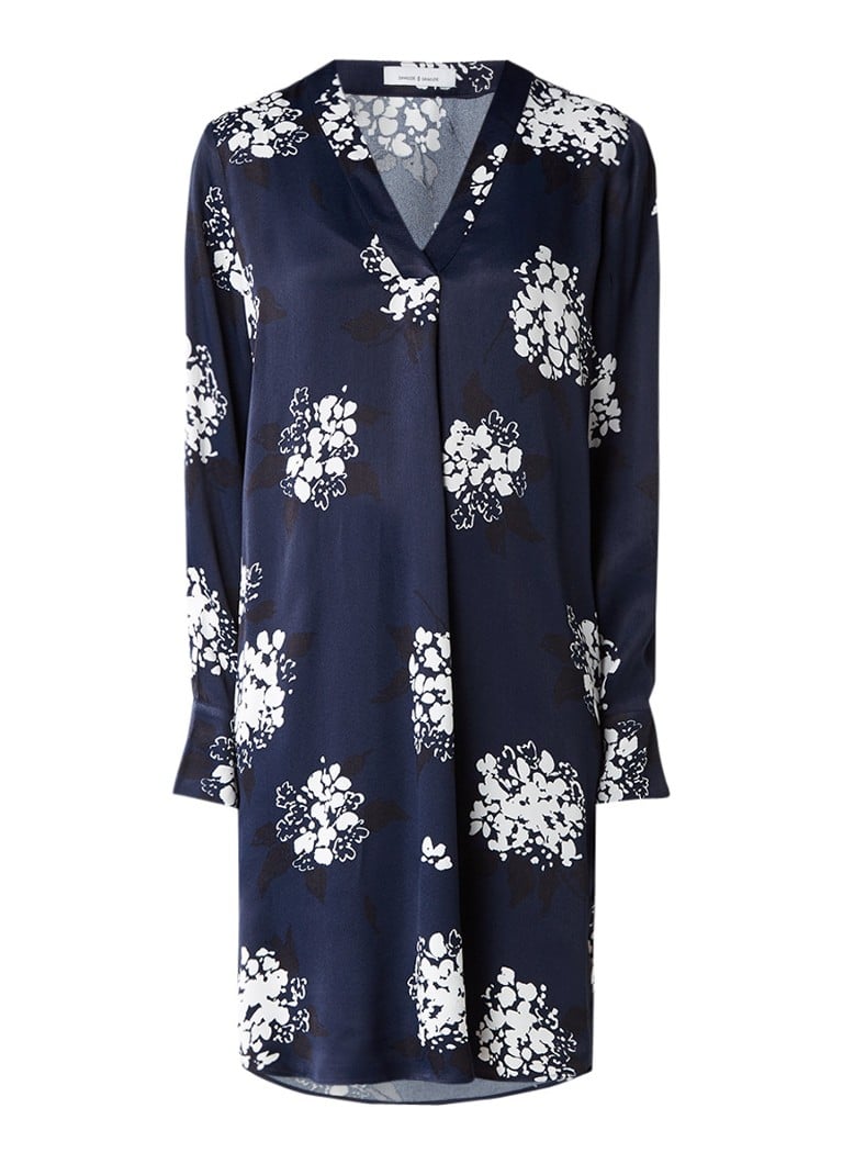 Samsøe & Samsøe Hamill tuniekjurk met dessin donkerblauw