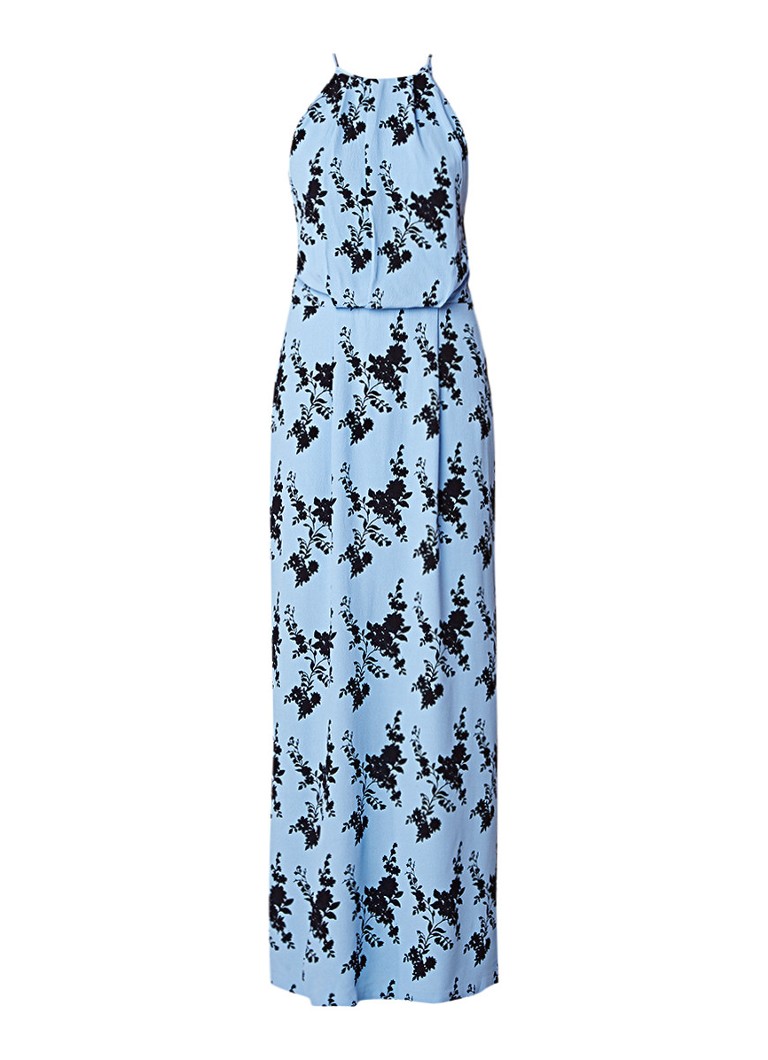 Samsøe & Samsøe Willow maxi-jurk met detail van kant en bloemendessin lichtblauw