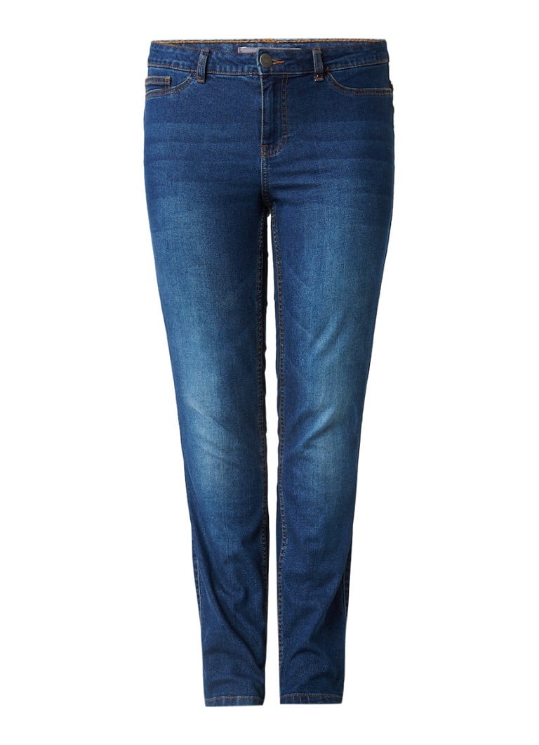 Junarose Queen mid rise slim fit jeans met donkere wassing zwart