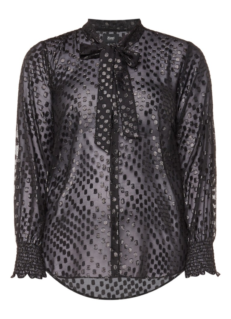 Zizzi Semi-transparante blouse met metallic dessin blauw