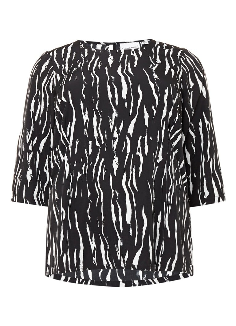 Junarose Ninal top met zebraprint zwart