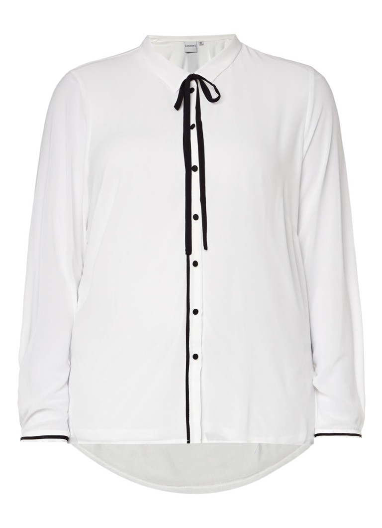 Junarose Nilan blouse met strikkraag en contrasterende details zwart