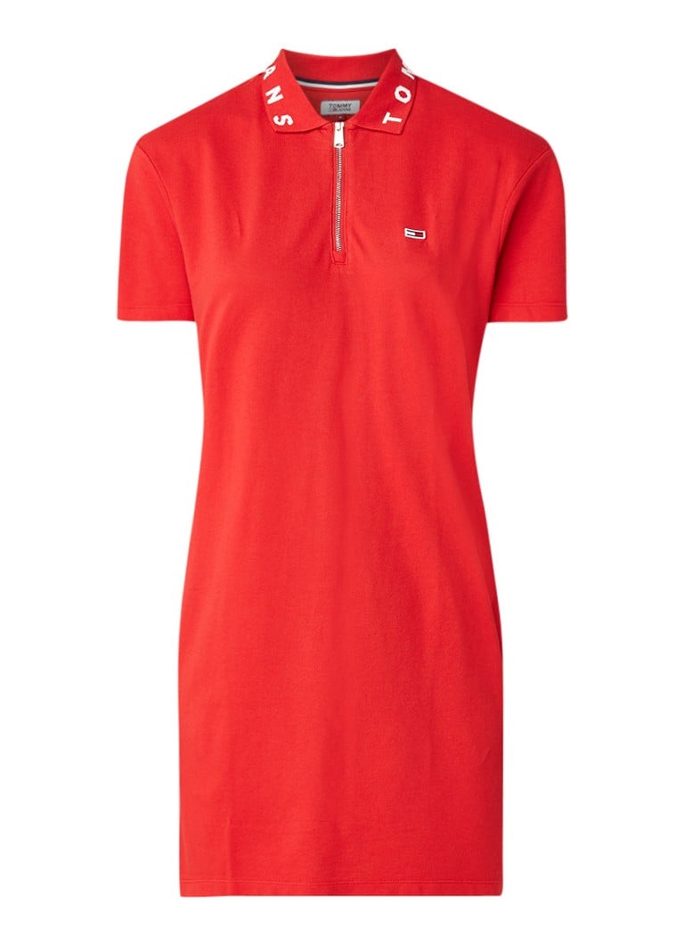 Tommy Hilfiger Polo jurk met ingebreid logo rood