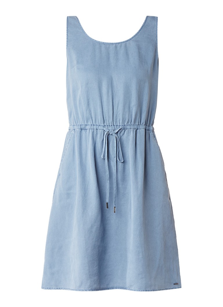 Tommy Hilfiger A-lijn jurk met tunnelkoord blauwgrijs