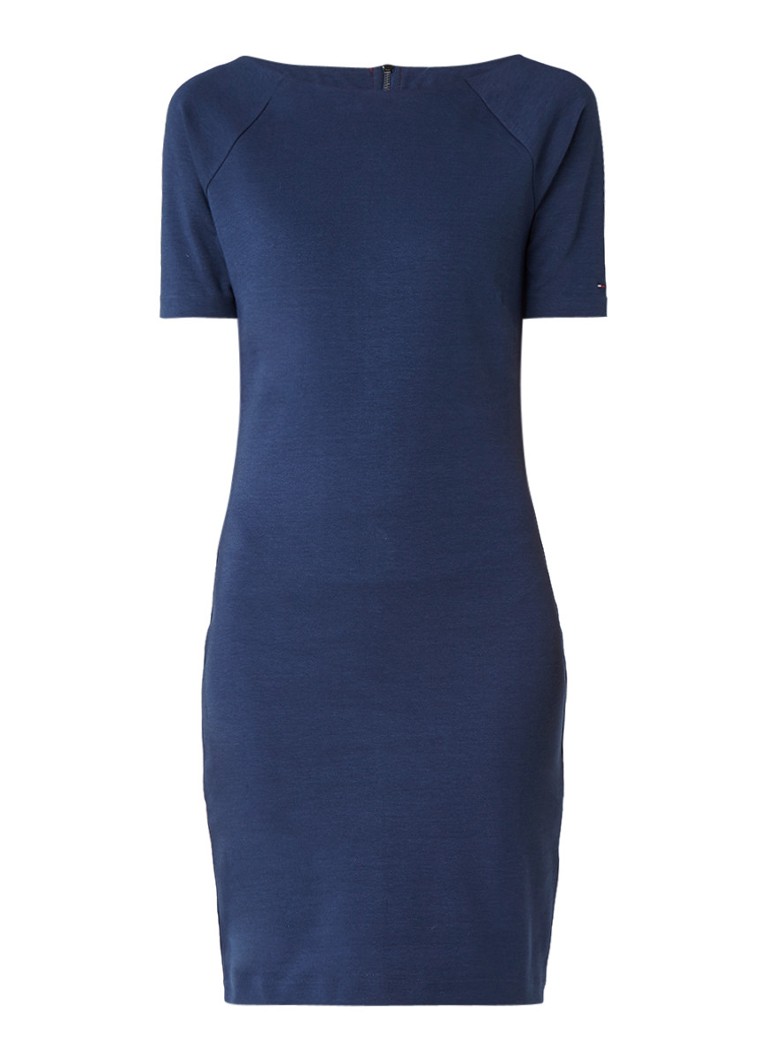 Tommy Hilfiger Jersey midi-jurk met halflange mouw blauw