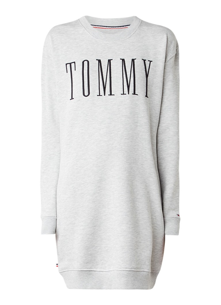 Tommy Hilfiger Sweater jurk met geborduurd logo lichtgrijs