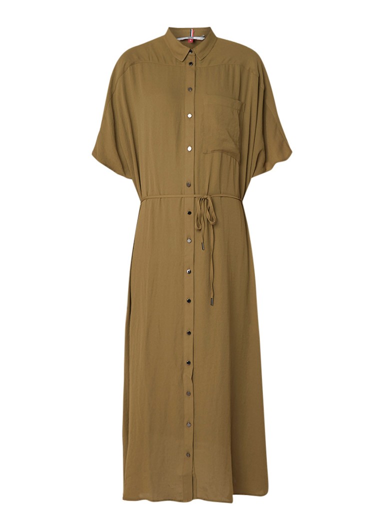 Tommy Hilfiger Maxi blousejurk van chiffon legergroen