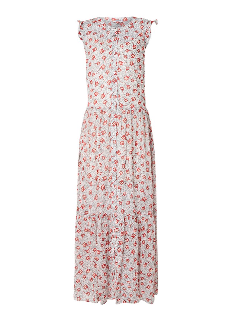 Tommy Hilfiger Maxi blousejurk van chiffon met bloemendessin grijs