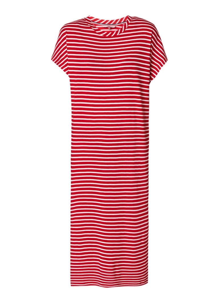 Tommy Hilfiger Jersey jurk met streepdessin en split rood