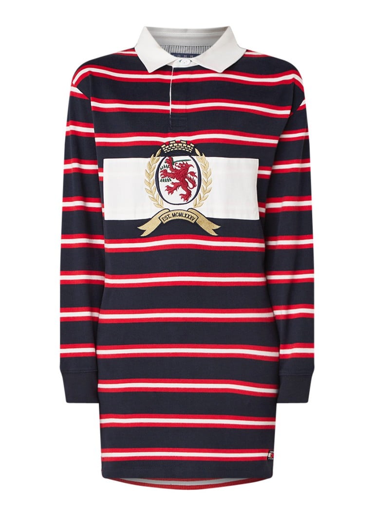 Tommy Hilfiger Longsleeve polojurk met streepdessin en borduring multicolor