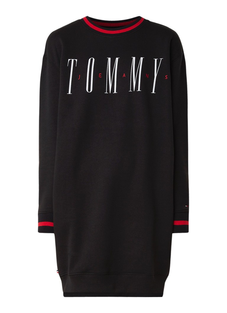 Tommy Hilfiger Sweaterjurk met logoprint zwart