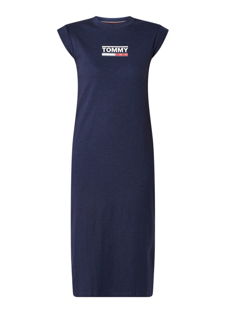 Tommy Hilfiger T-shirt jurk met logoprint zwart