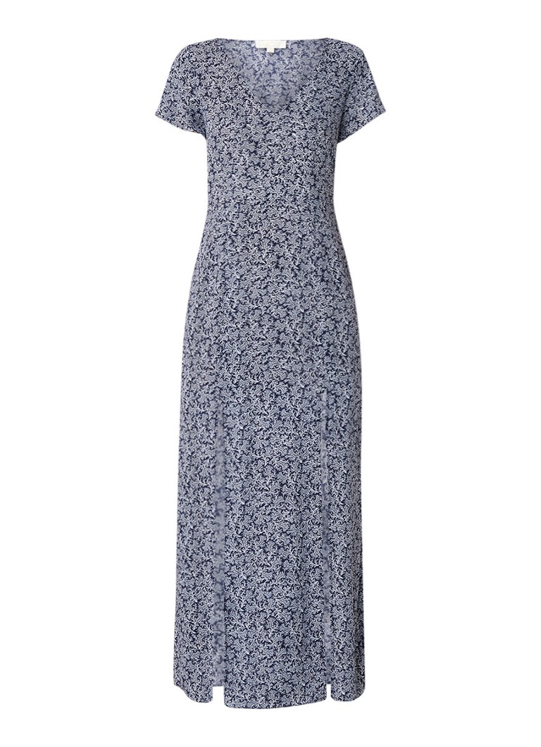 Michael Kors Loose fit maxi-jurk met dessin en splits donkerblauw