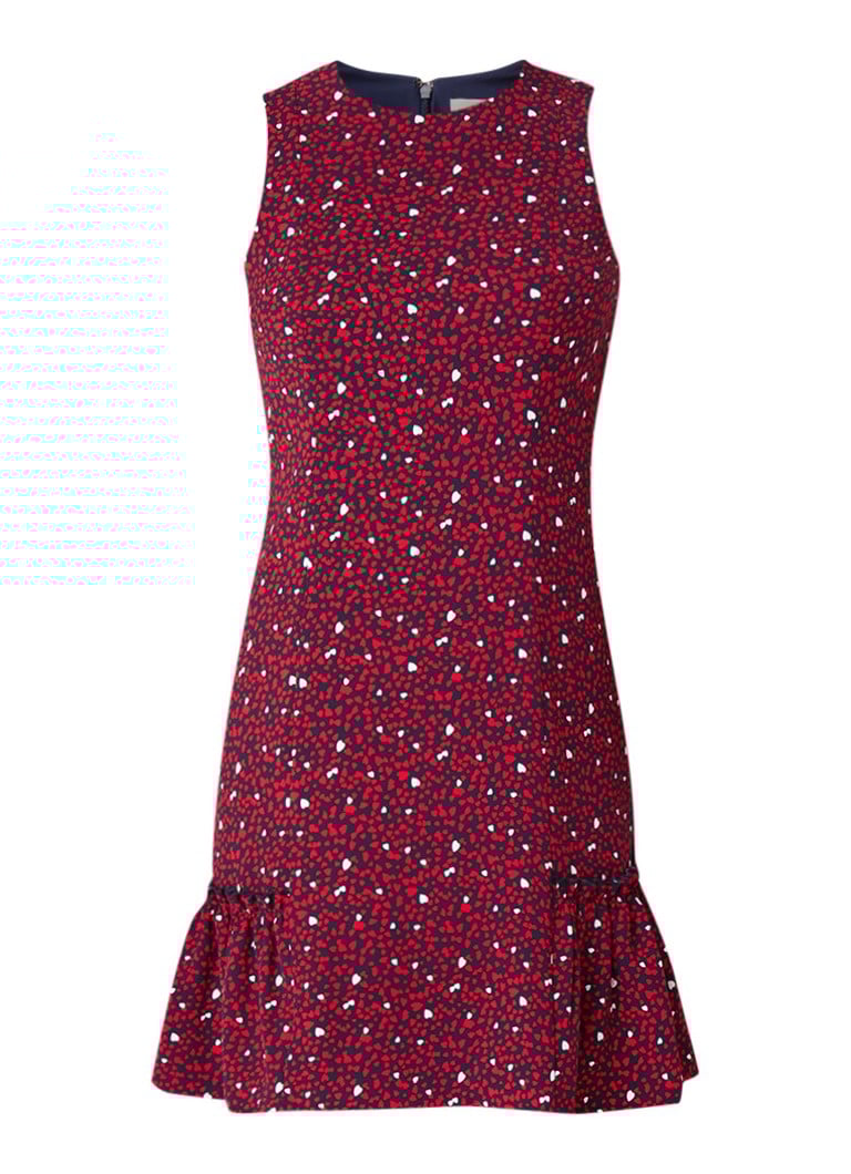 Michael Kors Mouwloze mini-jurk met hartendessin en volant donkerrood