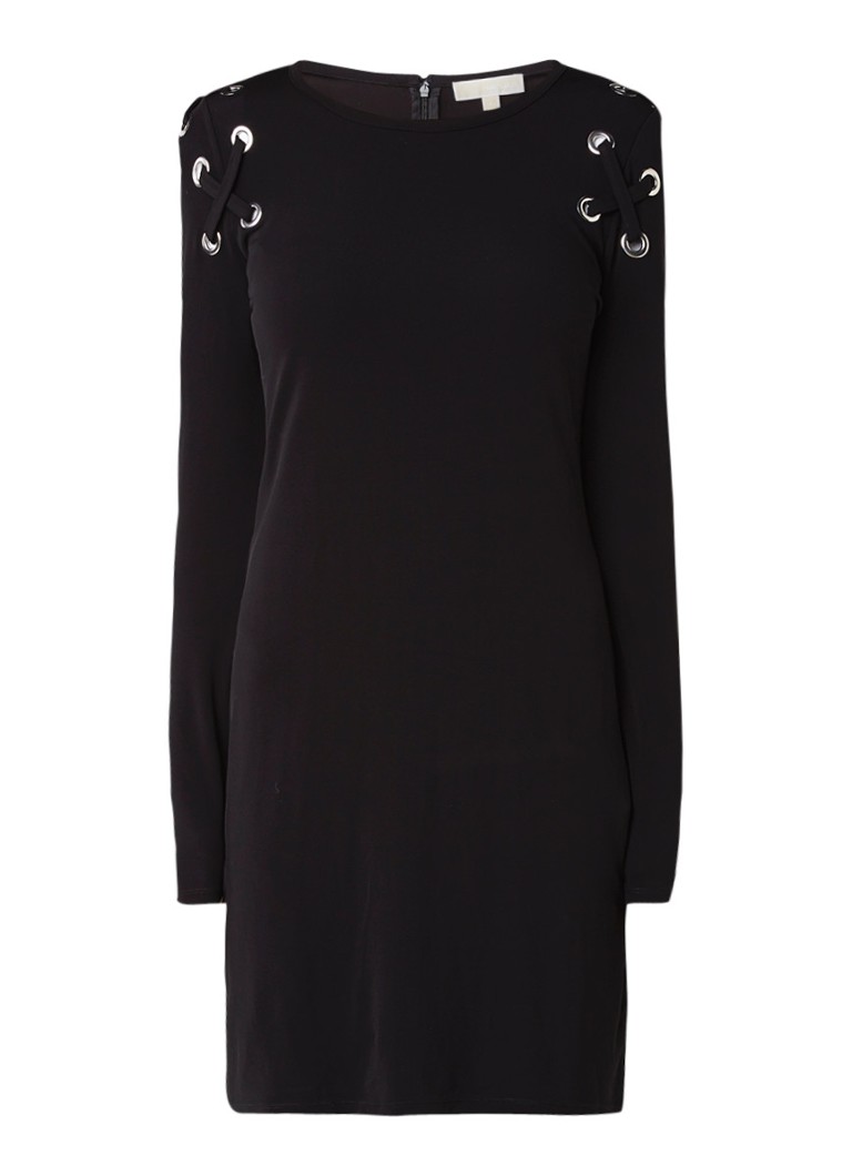 Michael Kors Midi-jurk met eyelets en rijgdetails zwart