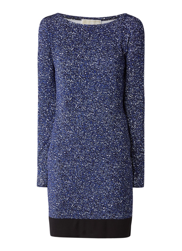 Michael Kors Tweed Border jersey jurk met gemêleerd dessin royalblauw