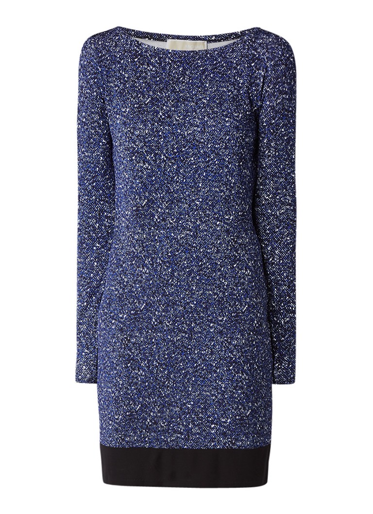 Michael Kors Tweed Border jersey jurk met gemêleerd dessin royalblauw