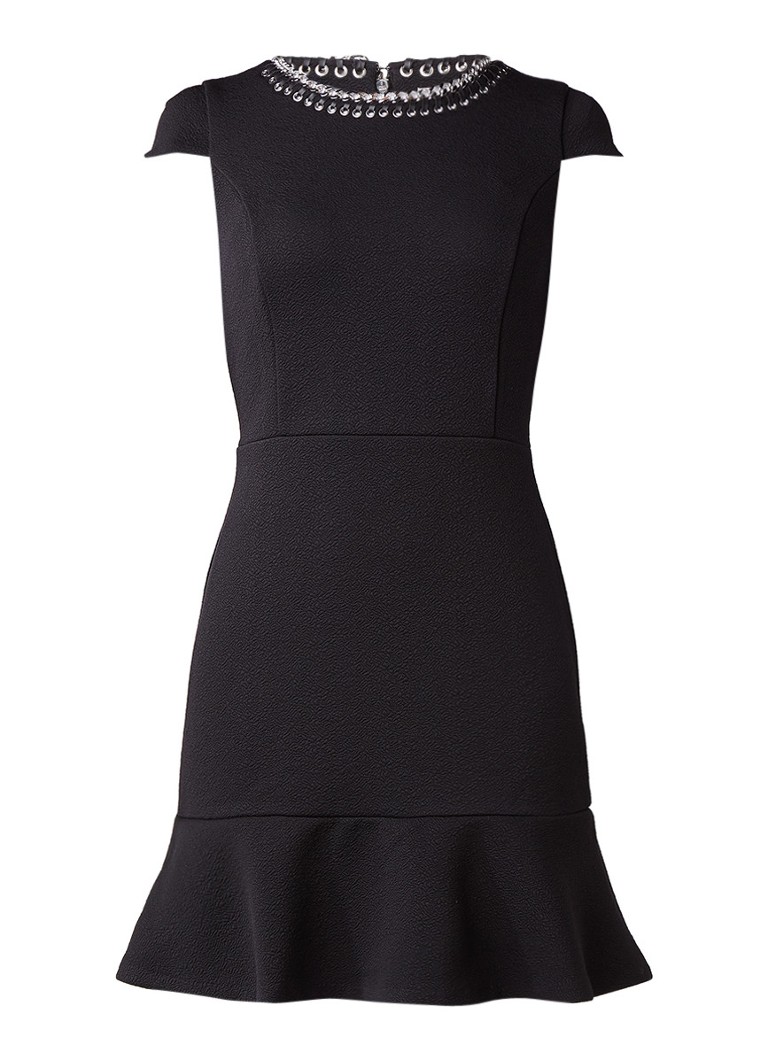 Michael Kors A-lijn midi-jurk met kapmouw en kettingdetail zwart