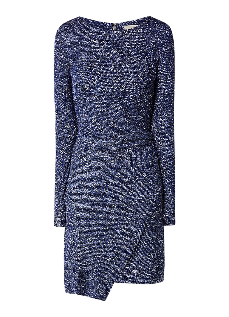 Michael Kors Tweed Border jersey midi-jurk met overlay royalblauw